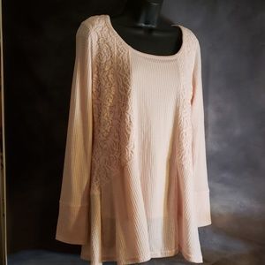 Pink thermal & lace tunic by Rxb